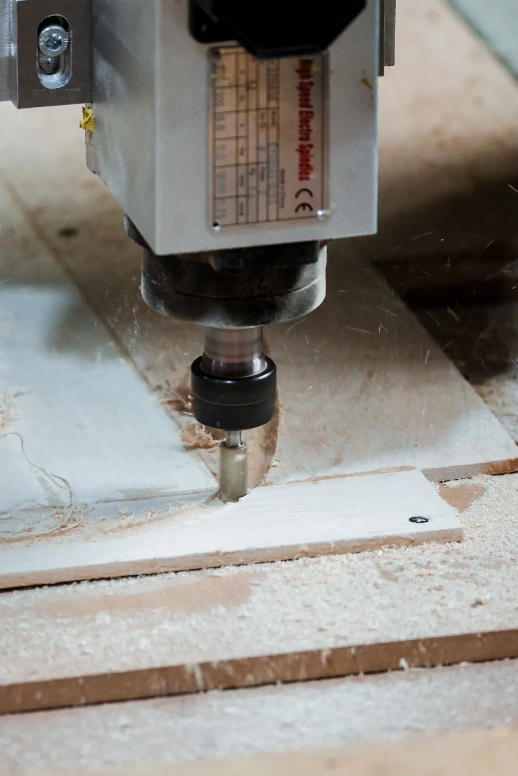 CNC router cutting a panel
