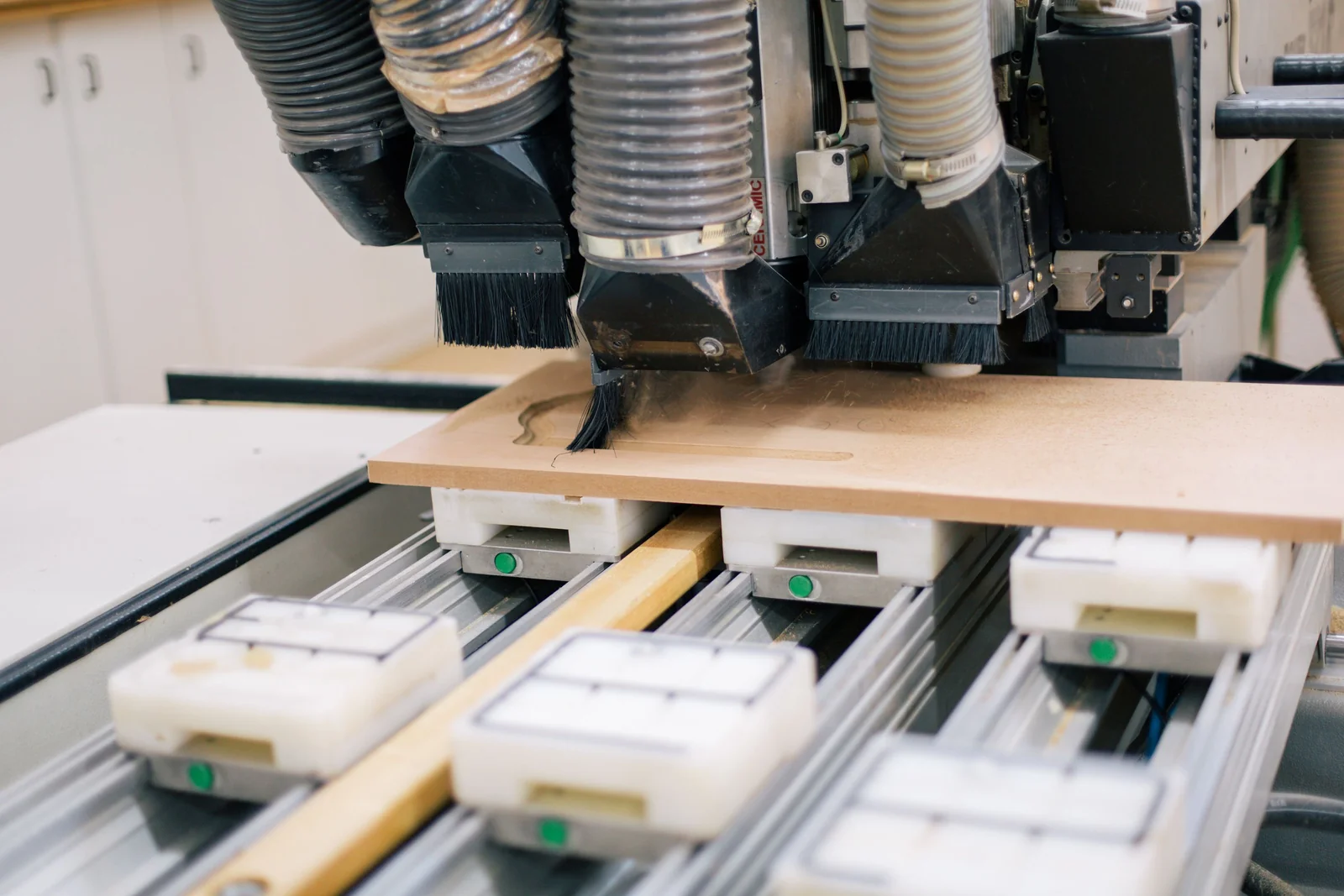 CNC router cutting a panel